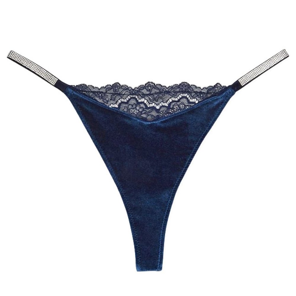 RARE Victoria's Secret Sexy Bombshell Shine Strap VELVET THONG